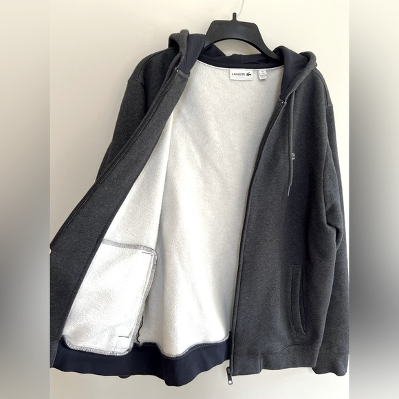 Lacoste Full Zip Long Sleeve Hoody in Dark Cosmos Gray, size L - Picture 4 of 9